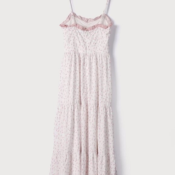 Lulu's Simpler Times Cream Floral Print maxi M - Picture 5 of 6